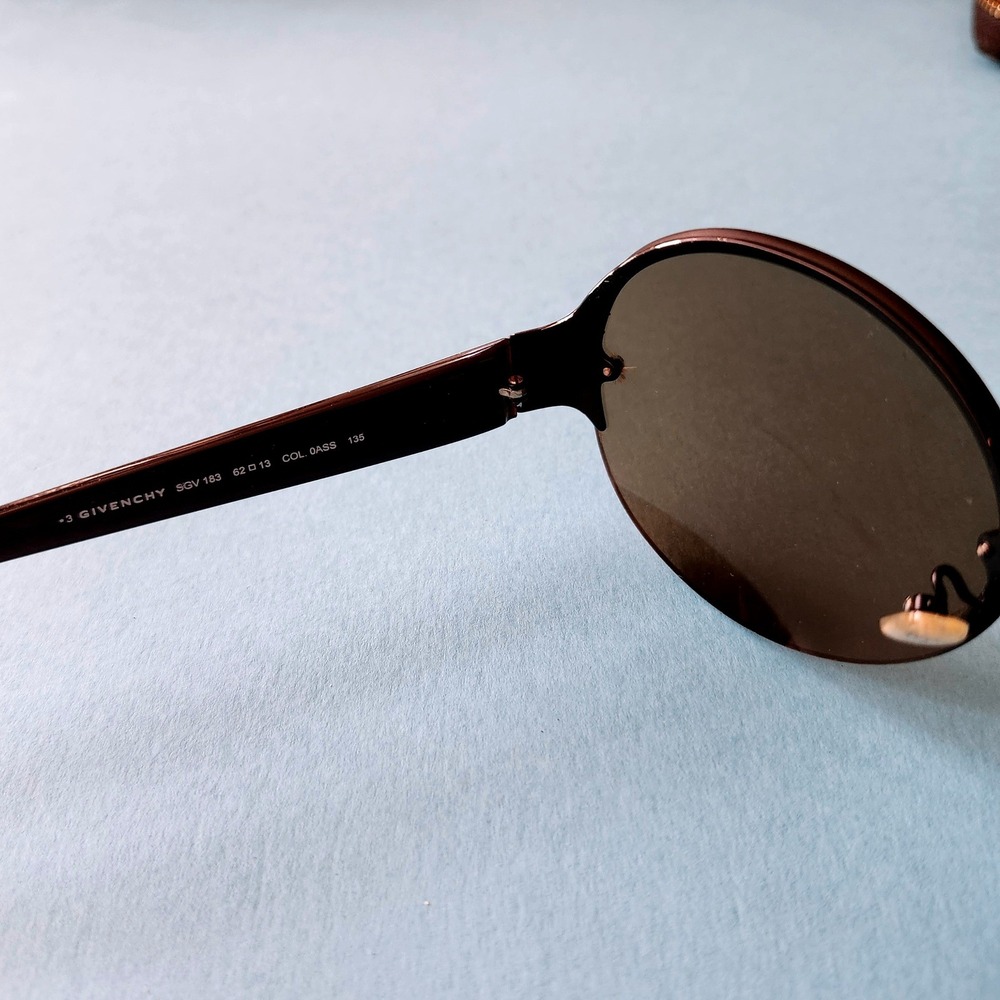 Y2K Vintage Givenchy Rimless Sunglasses Brown Oversized Round  Shades SGV 183